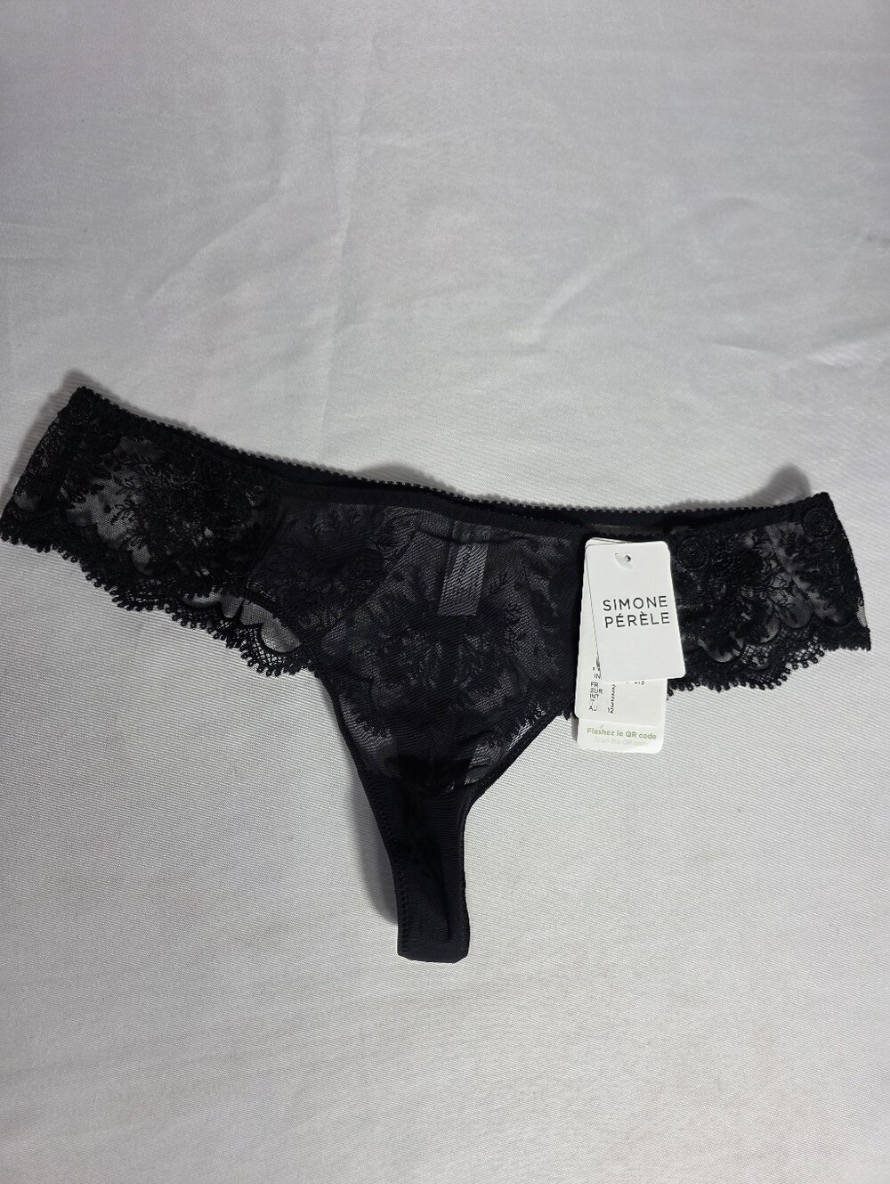 NWT Simone Perele Black Lace Thong Underwear Size 2